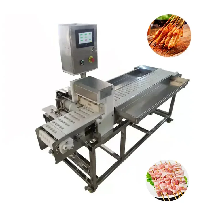 Hot-Selling   Snack Food Automatic Stainless Steel Bbq Maker Meat Kebab Skewing Bamboo Rods Skewer Sausage Skewer Machine