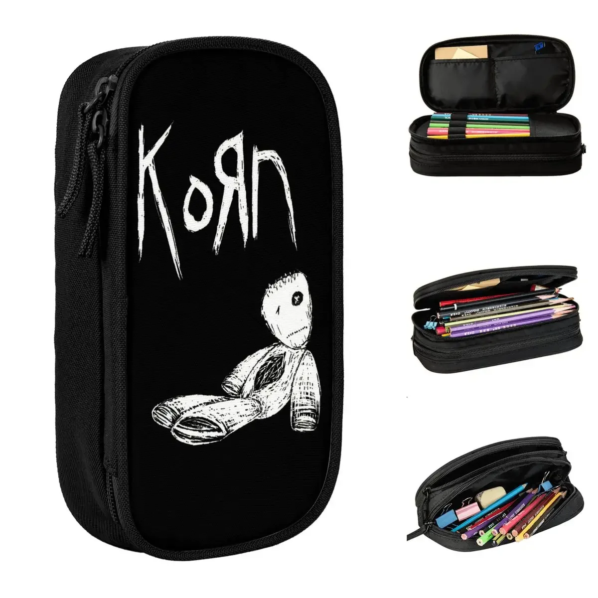 Korn Rock Pencil Cases Nu-Metal Music Pen Bags for Student Large Storage Students School Gifts Pencil Box