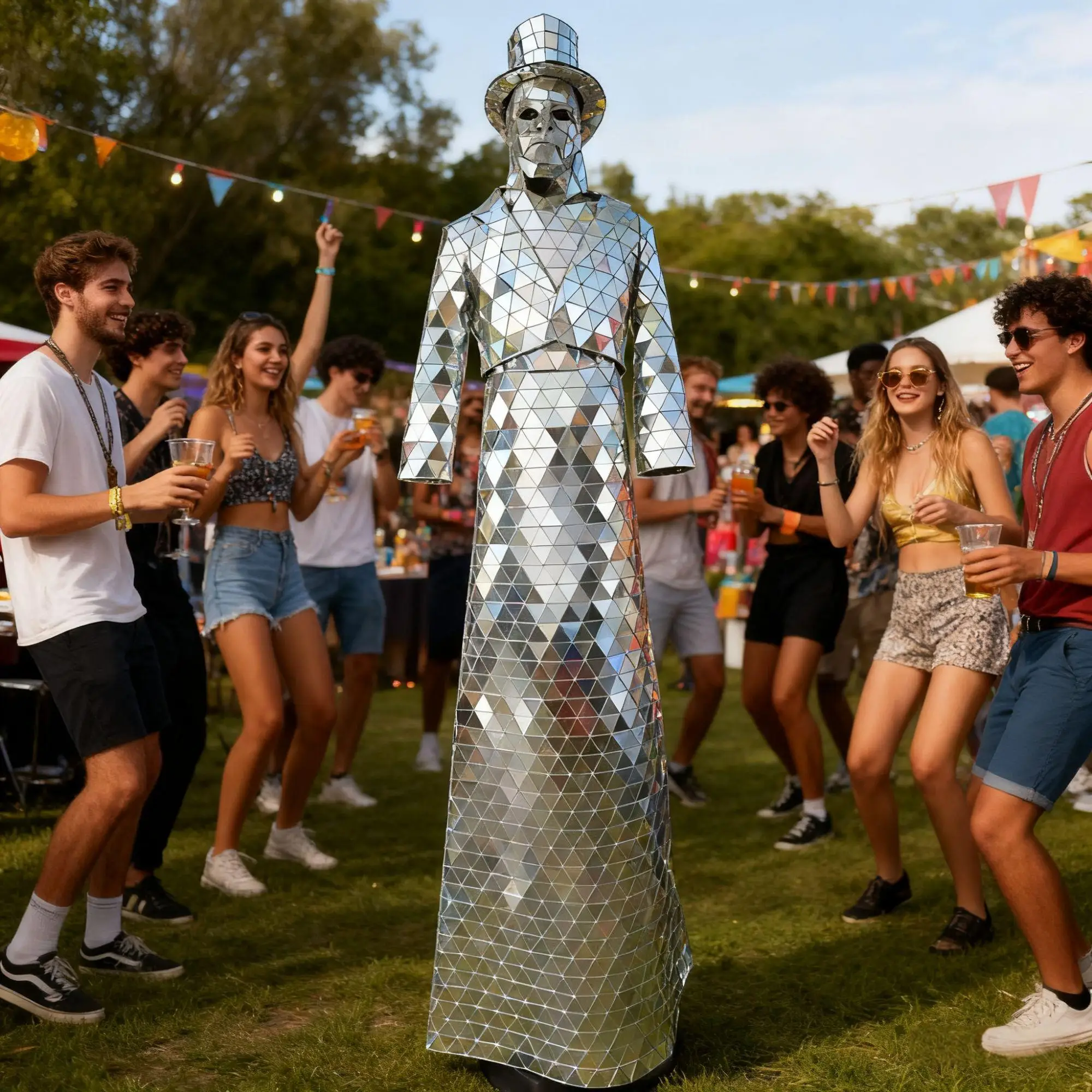 

Зеркальный костюм ходули, костюм, сверкающая светоотражающая одежда для карнавала, парада, цирка, Хэллоуина, Рождественской вечеринки