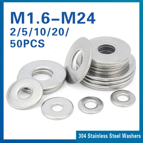 M1.6 M2 M3 M5 M6 M8 ~ M24 Junta de acero inoxidable 304 Arandela plana de tornillo de metal ultrafino Aumento estándar Arandela de mesón engrosada