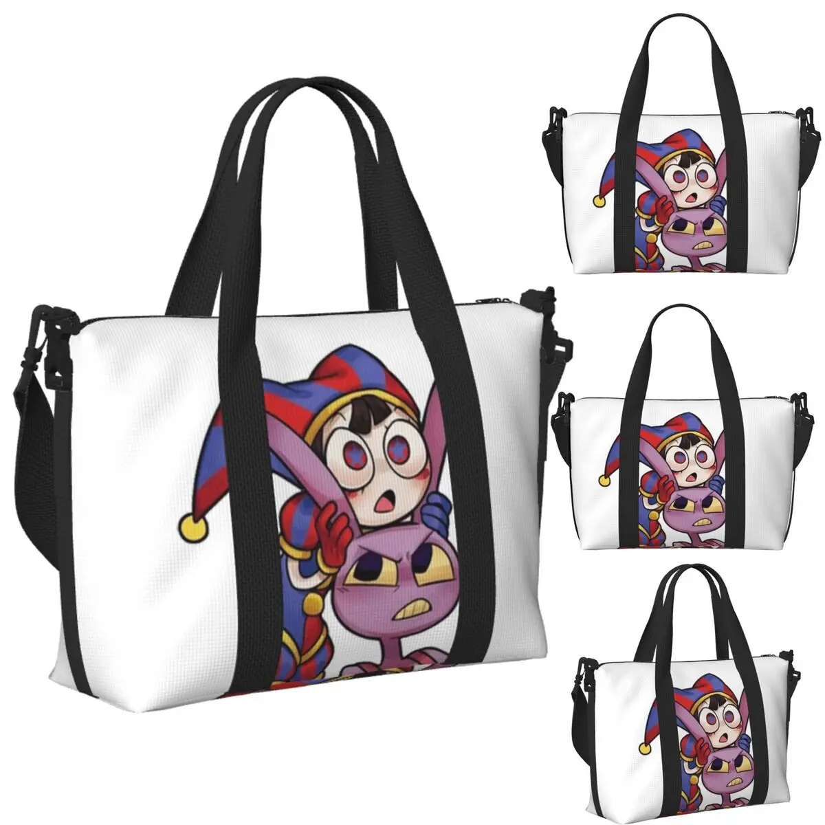 

Pomni Tadc Jax The Amazing Circus Beach Travel Bag Large Capacity Tote Bags for Gym Sport Women Shopping Duffle Shoulder Bag