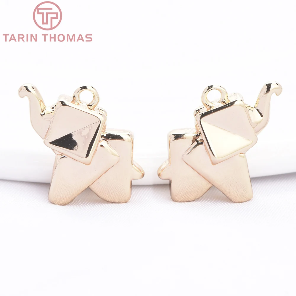 (9376) 24K Gold Color Brass with Zircon Animal Series Snail Elephant Shaped Pendants High Quality Diy Jewelry Making Accessories