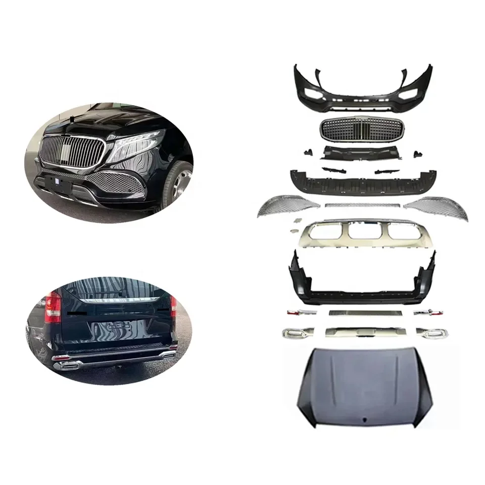 

High Quality Front Bumper And Rear Bumper With Grille Hood For Mercedes Benz V Class W447 2016-2021 Modified To Gls Maybach