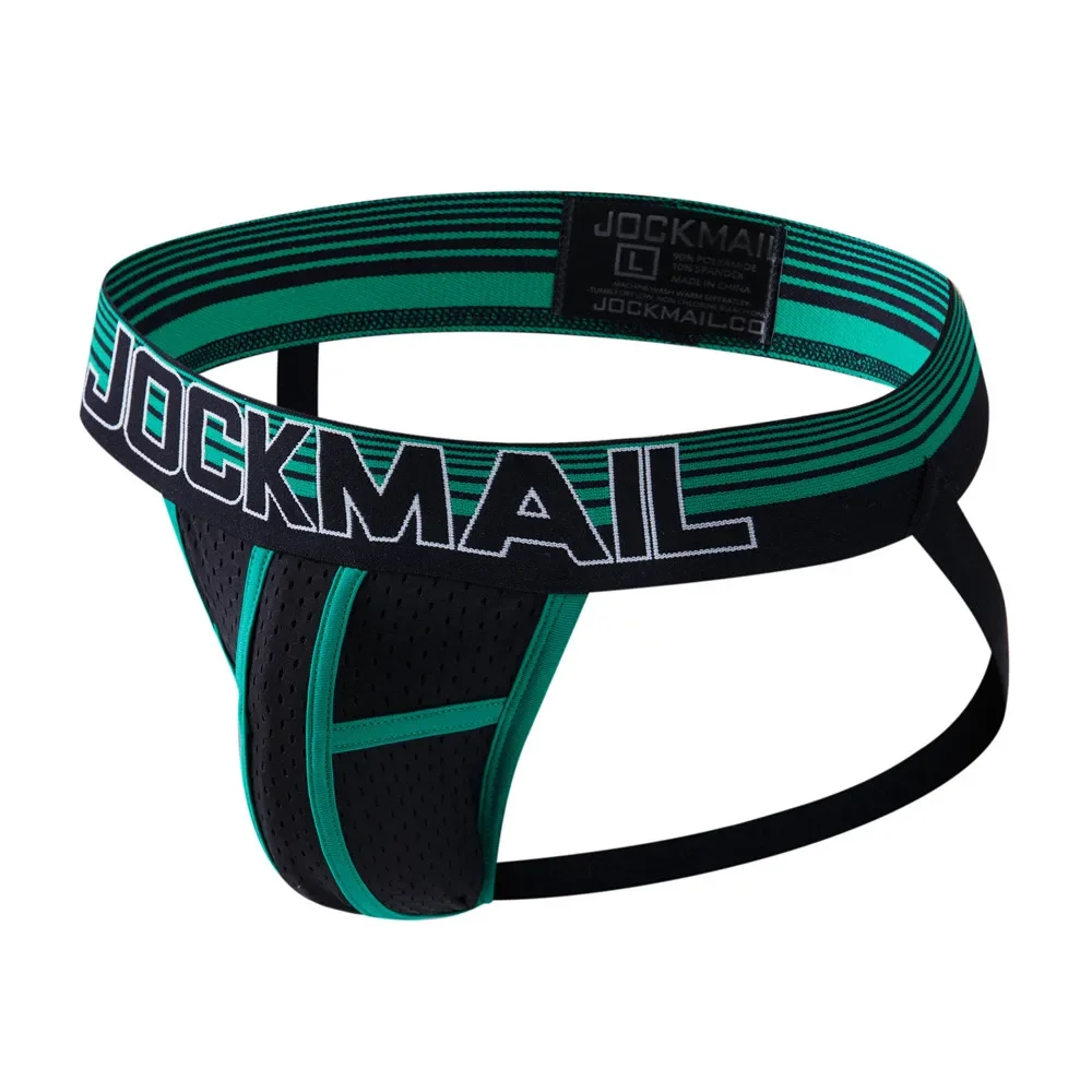 Jockmail-suspensorio Sexy para hombre, Tanga de malla transpirable, ropa interior de cintura baja