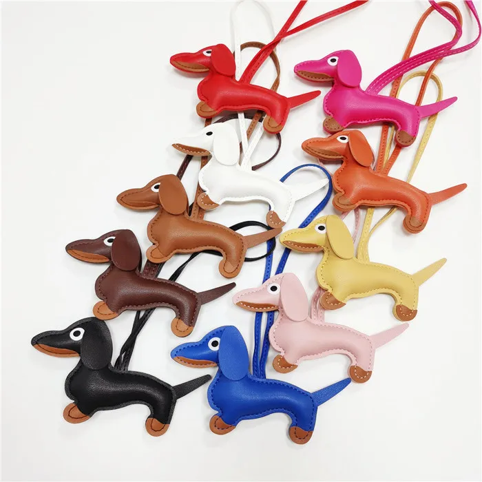 2pcs Multiple Colors Cute Pu Leather dachshund Doggy flying horse elephant little House Bag Accessories Charm Keychain Pendant