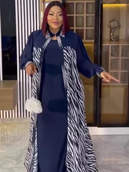 Elegant African Dresses for Women 2 PCS Set Chiffon Boubou Gown Muslim Summer Fashion Wedding Evening Party Dress Africa Clothes