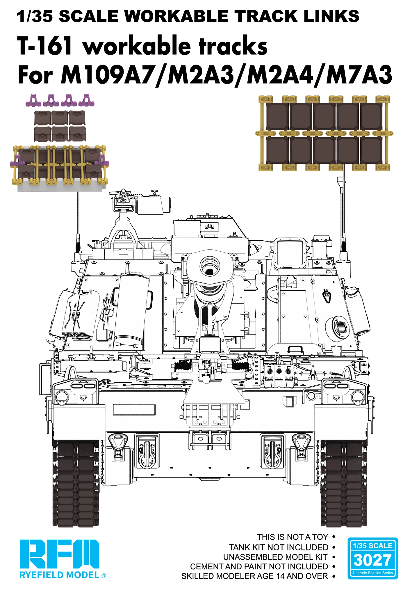 Аксессуары для моделей Ryefield Rm-3027 T-161 Рабочие гусеницы (для M109A7/M2A3/M2A4/M7A3) 1/35