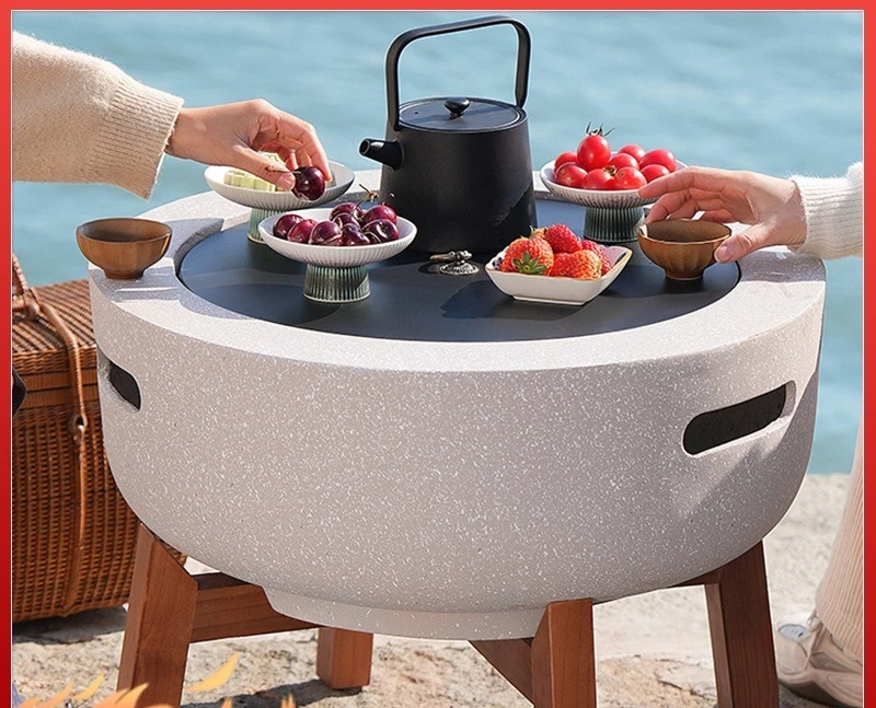 For Outdoor Indoor Tea Brewing and Barbecue Set Fire Pit Stove with Table for Winter Patio Home Use Roasting Milk Tea