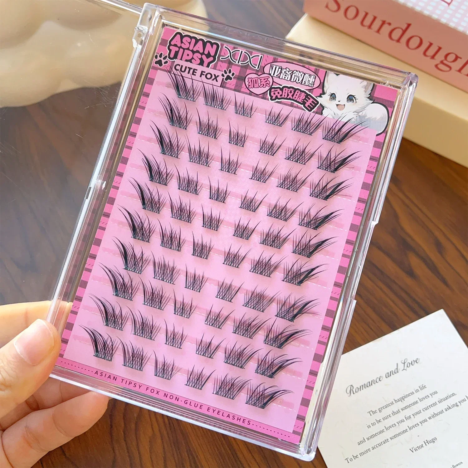 Clusters autoadesivos raposa cílios postiços sem necessidade de cola reutilizáveis diy cílios individuais naturais grossos fofos mangá cílios
