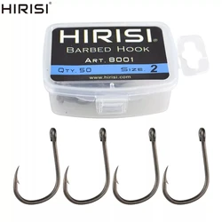 Hirisi 50pcs Barbed Coated Carp Fishing Hooks with Eye Design in Japan Made by High Carbon Steel 8001
