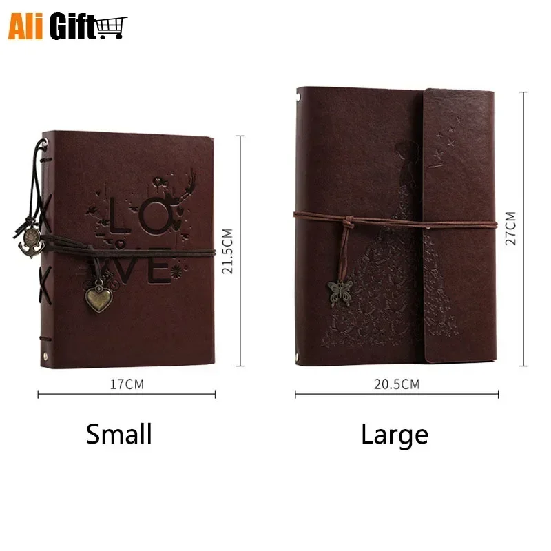 30 Sheets Creative Vintage Leather Photo Album Scrapbook DIY Handmade Memorial Guestbook Wedding Family Stick Book Baby Memory