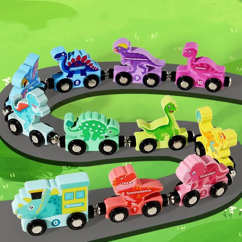 Número/animal/frutas/dinossauro trem de madeira magnético brinquedos educativos coordenação mão-olho trem digital magnético