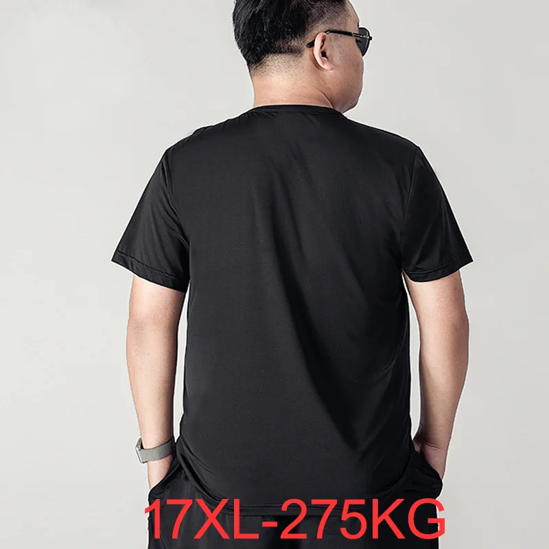 275KG Summer Plus Size T Shirt 17XL 16XL Men Ice Casual Solid Short-sleeved Loose Short Sleeve Body Shirt Top 15XL Quick Dry