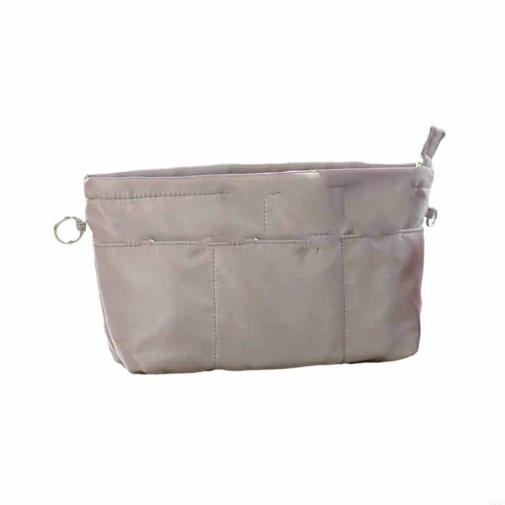 Cosmetic Organizer Insert Bag Storage Bags with Zipper Multi-Pocket Handbag Solid Color Multifunctional Inner Bag
