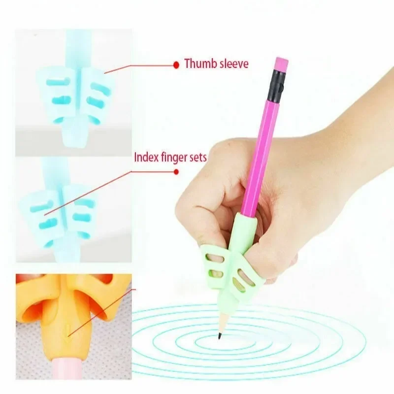 6Pcs Silicone Pencil Grasp 2/3Finger Gel Pen Grips Children Writing Training Correction Tool for Student Gift Writing Corrector