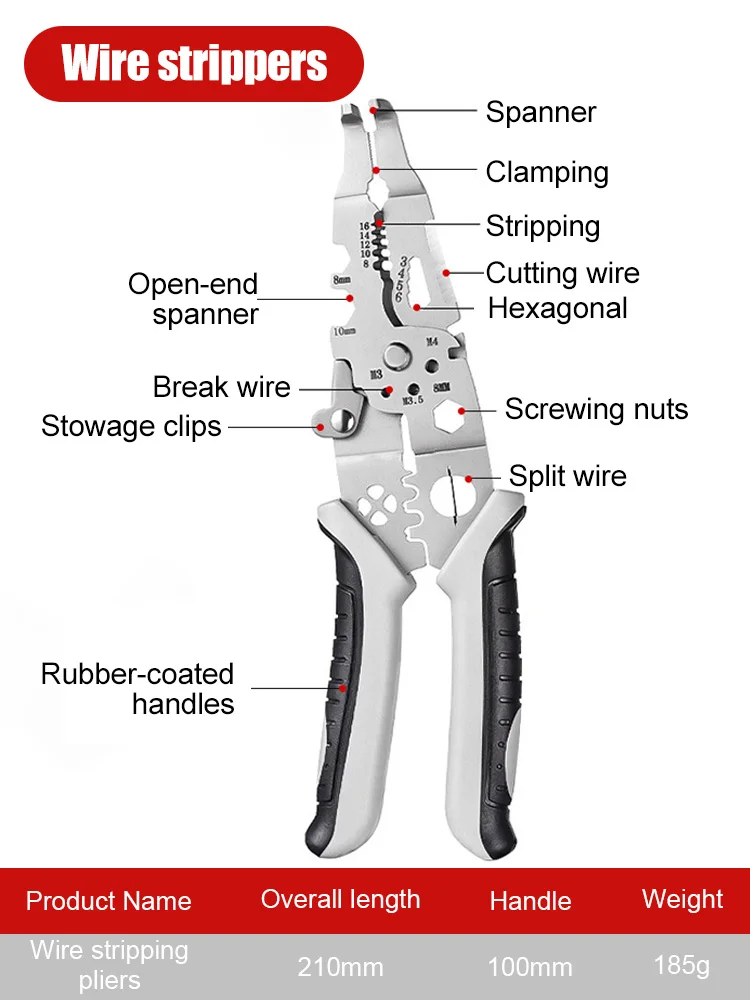 cable stripper Multifunctional wire stripping pliers, elbow wire pulling and cutting pliers, universal wire pressing pliers