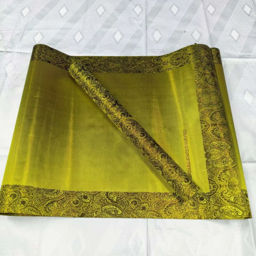 Luxury Paisley Border Satin Hijab Scarf Women Elegant Olive Green Silky Headscarf Long Shawl Wrap Muslim Evening Party Wedding