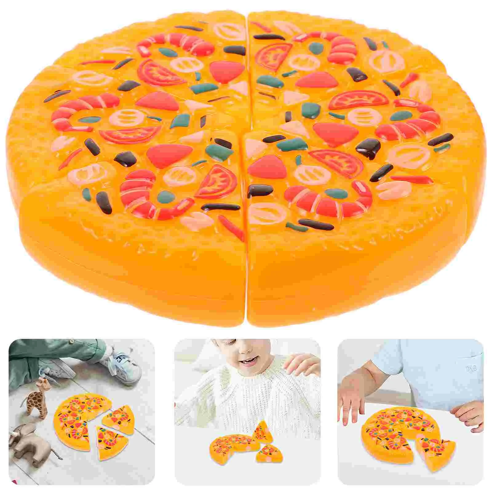 Children Play Toy Pizza Cutlery Fruits Vegetables ABS Pizza Simulation Kitchen Toys Pizza Cuts 6-piece A Set