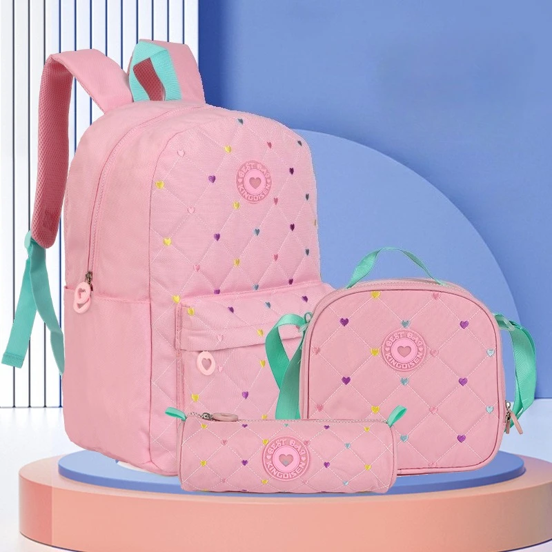 School Backpacks for Girls Students Backpack with Lunch Bag Pencil Bag Children School bags Set Kids Book Bag Travel Luggage