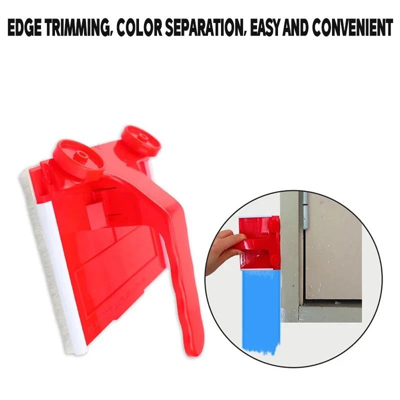 A multifunctional paint edge banding and color separator set with two replacement pads for wall and ceiling corner brushing