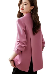 Roze Abrikoos Zwarte Vrouwen Casual Blazer Dames Dames Lange Mouw Losse Jas Jas Voor Herfst Winter