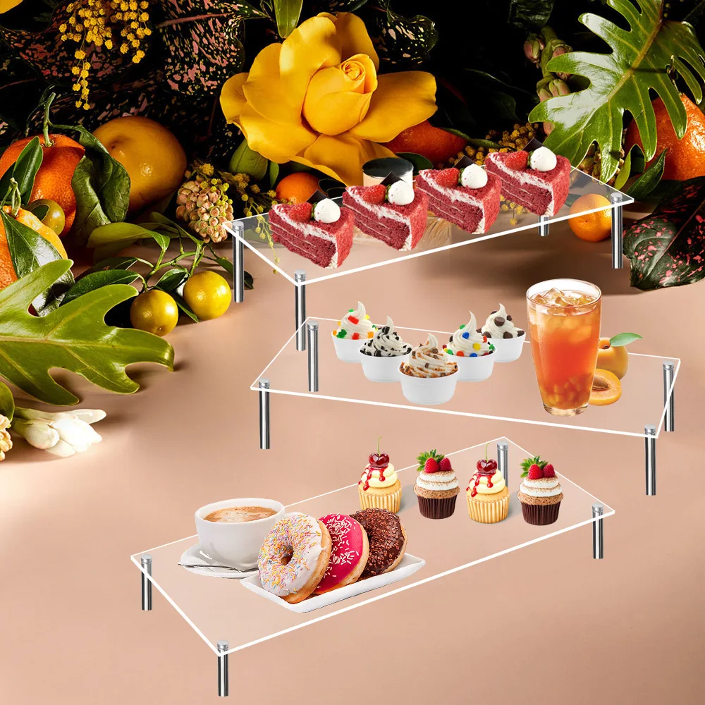 Acrylic Riser,Clear Display Risers Stand Perfume Organizer Cologne Shelf Figures Food Desserts Holder Collection Metal bracket