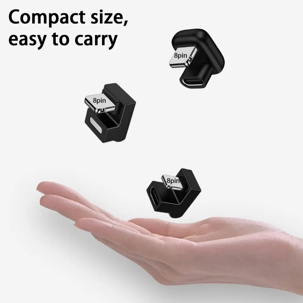 Mobile Phone Adapter 180 Degree Elbow Design Data Adapter High Speed U-shaped PD 20W 8 Pin to Type-C Wireless Adapter
