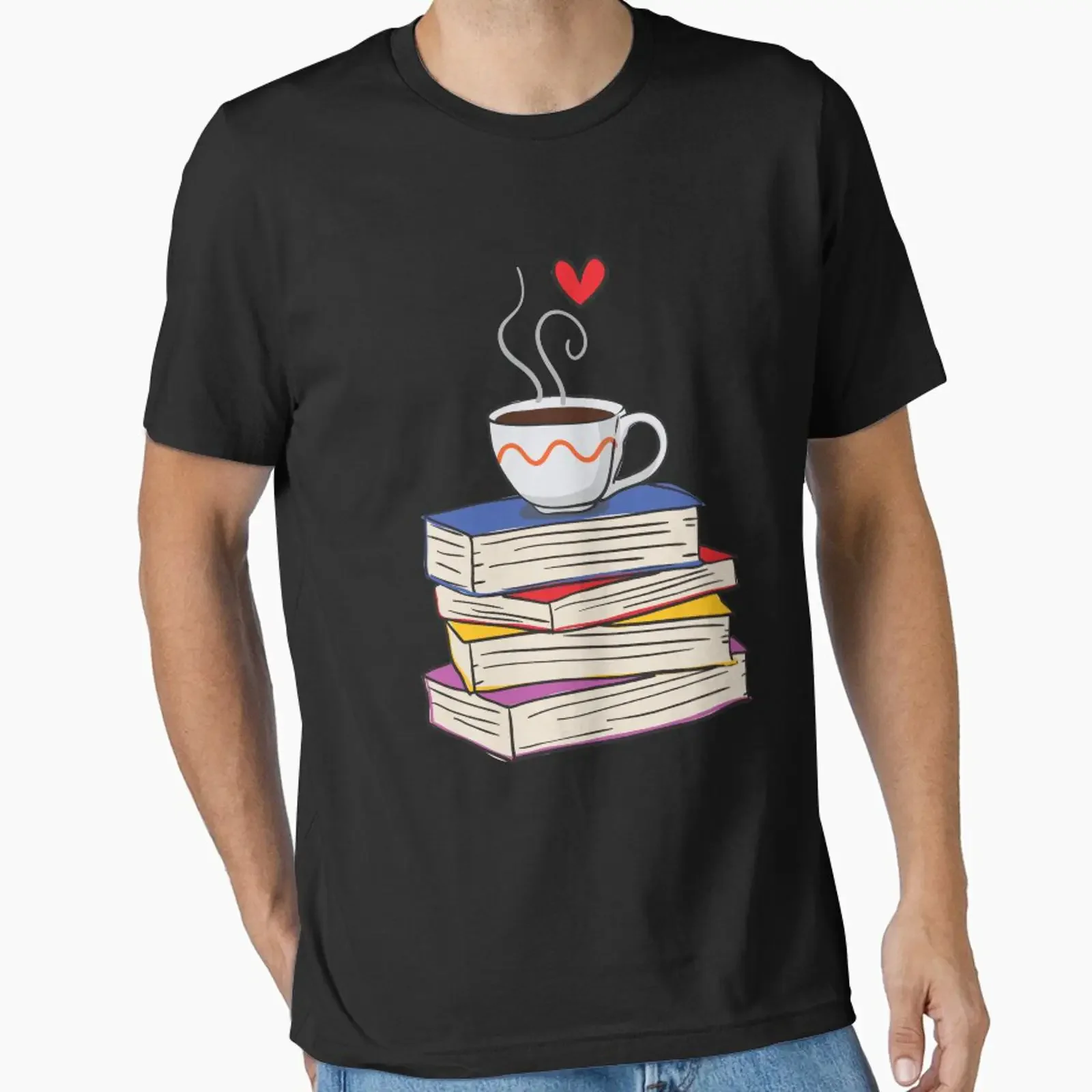 Hot Cup of Coffee and Books Essential T Shirt vintage Washed Top For Everyday Wear Slightly Versatile Comfortable streetwear