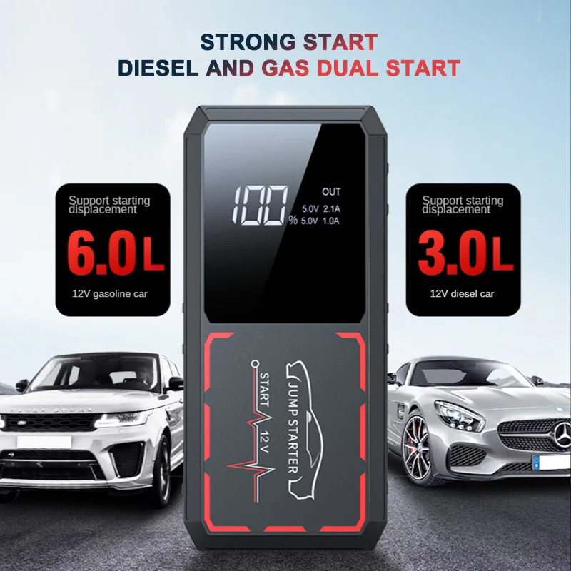 

Portable Car Jump Starter 18800mAh Power Bank Starting Device For Diesel Petrol Car Battery Booster Start Big Digital Display