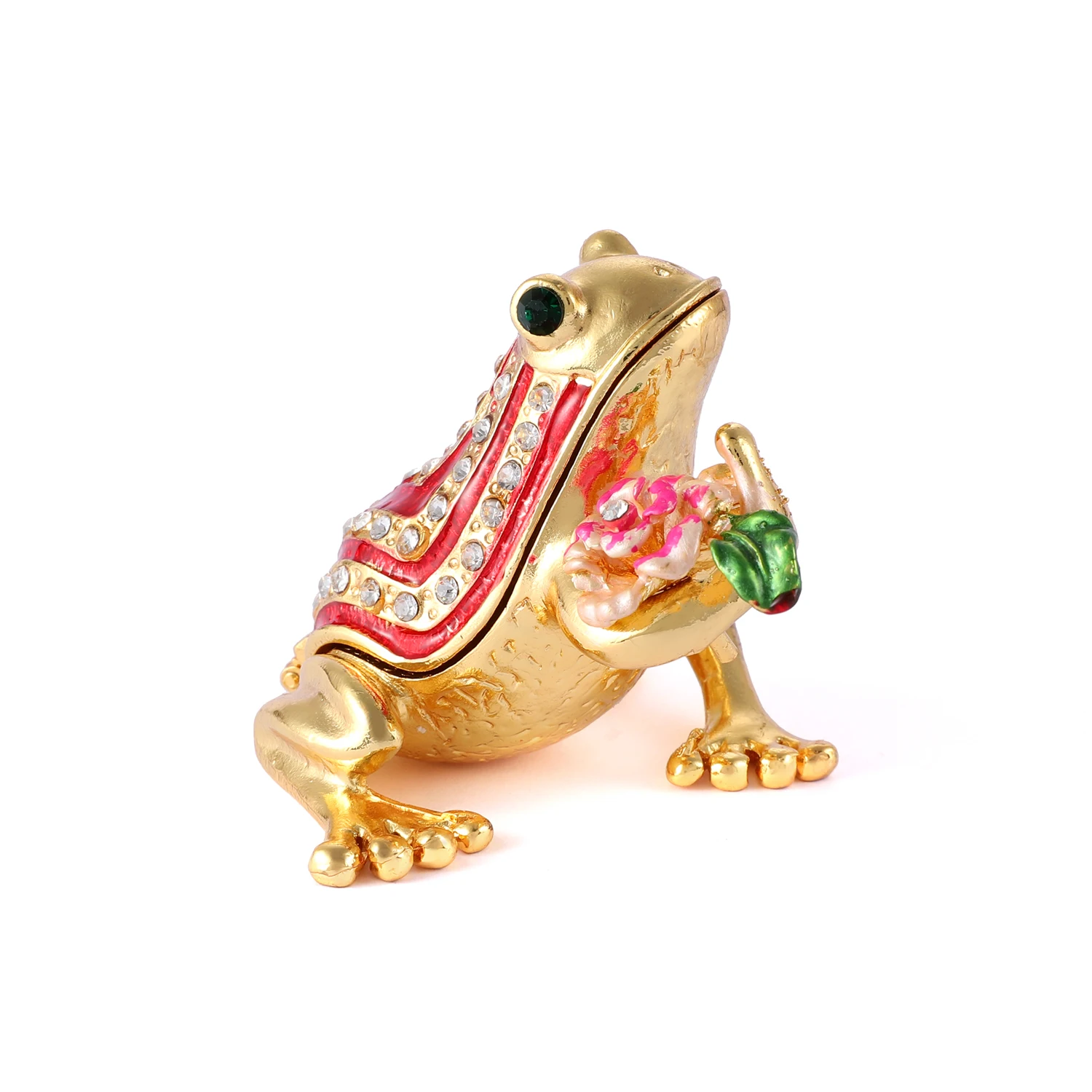 QIFU Crystal Frog Holding Pink Flower Design Most Popular Wedding Gift Box to Women