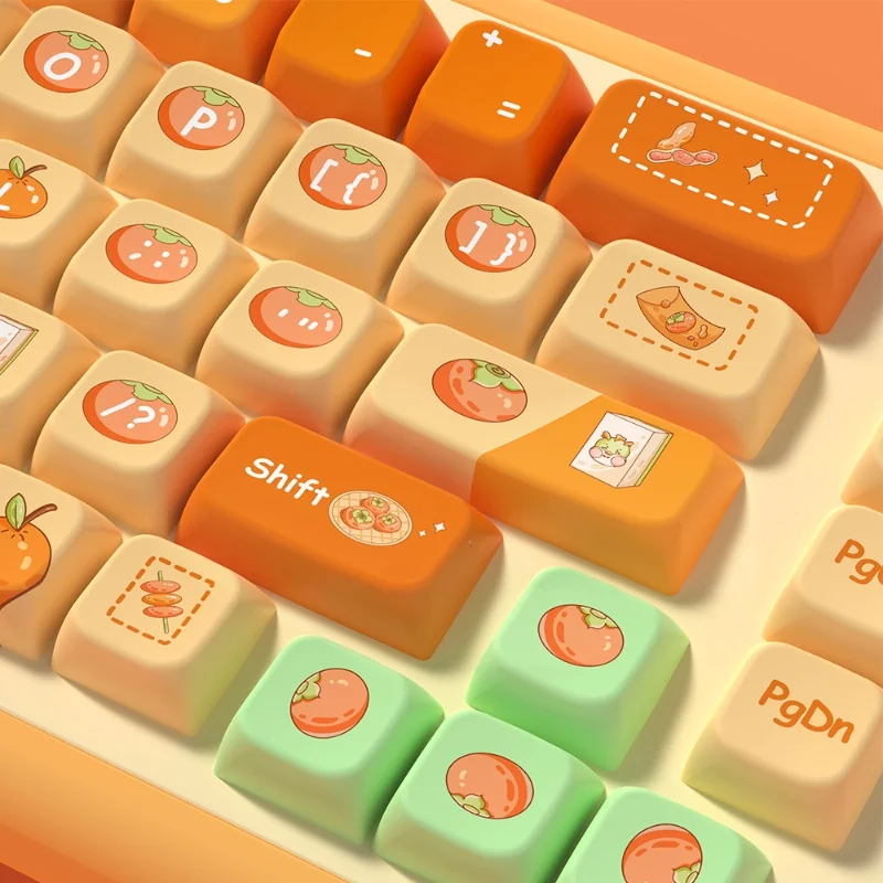 138/158key Oranje Thema Keycaps Mda Profiel Pbt Thermische Sublimatie Originele Schattige Keycaps Mechanische Game Keyboard Key Cap Cadeau