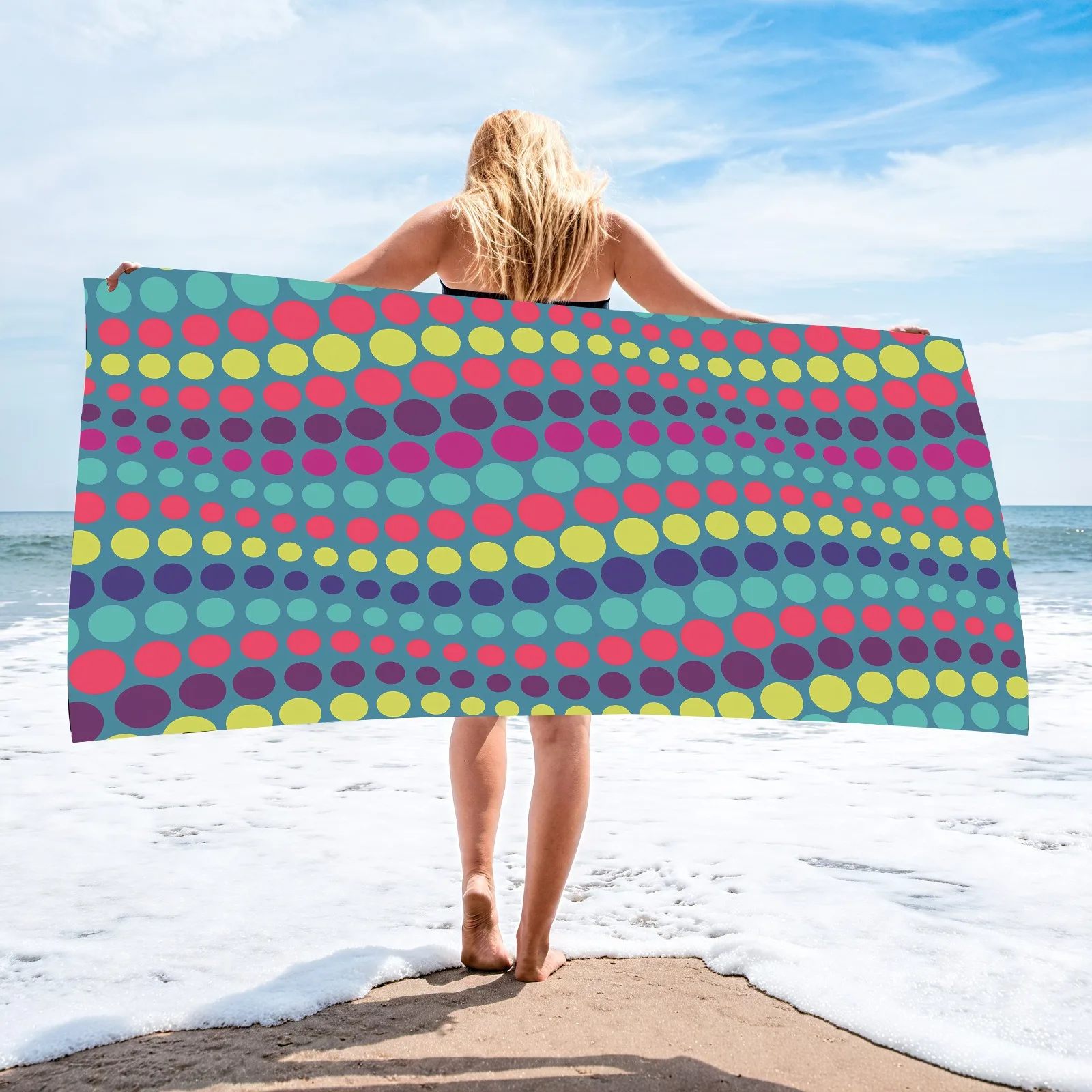 

Colorful Striped Beach Towel Polyester Quick Dry Sand Free Large Bath Towels for Summer Pool Swimming Vacation Travel Blanket