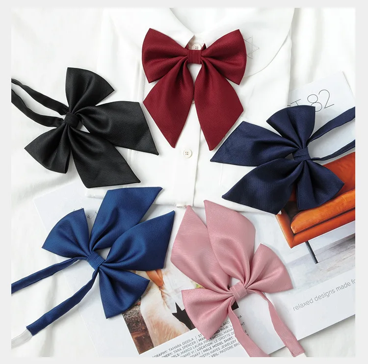 Students Solid Bowtie Polyester Bow Tie for Women Uniform Collar Butterfly Cravats Girls Bowties JK Shirt Dress Neck Wear Ties