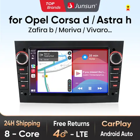 Junsun CarPlay inalámbrico para Apple Android Auto Radio de coche para Opel Astra Vectra Vauxhall Antara Zafira Corsa Vivaro Meriva 4G RDS