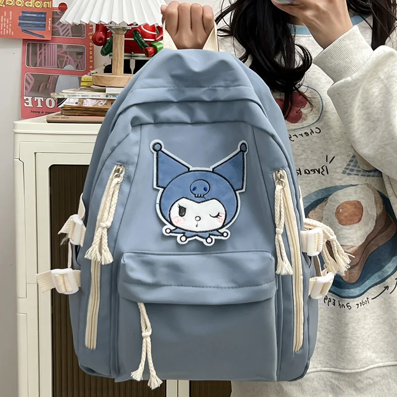 Zaino MINISO Kuromi Borse da scuola Cinnamoroll Borsa da viaggio casual per ragazze Zaino da cartone animato Borsa da donna di grande capacità per bambini