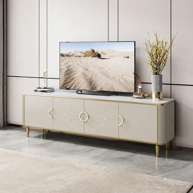 Italian Light Luxury TV Cabinet Modern Simple Living Room Small Apartment Floor Stand American Solid Wood Audio Visual