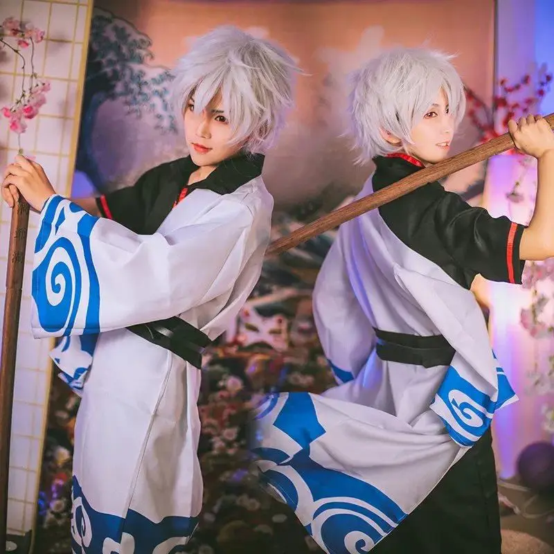 Anime Gintama Sakata Gintoki Cosplay Kostüm Frauen Mann Uniform Outfit Halloween Kostüme