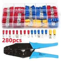 280Pcs Electrical Crimp Connector Insulated Spade Cable Splice Butt Connector Wire Fork Ring Lugs Ring Terminals or Crimp Plier