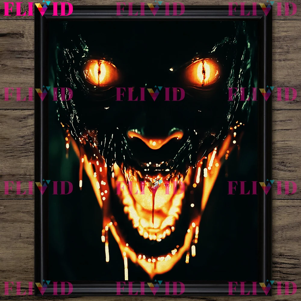 Creepy Demon Fangs Surreal Fantasy Wall Art Canvas Painting,Roaring Terrifying Demon Gothic Art Poster Print Home Decor Unframed