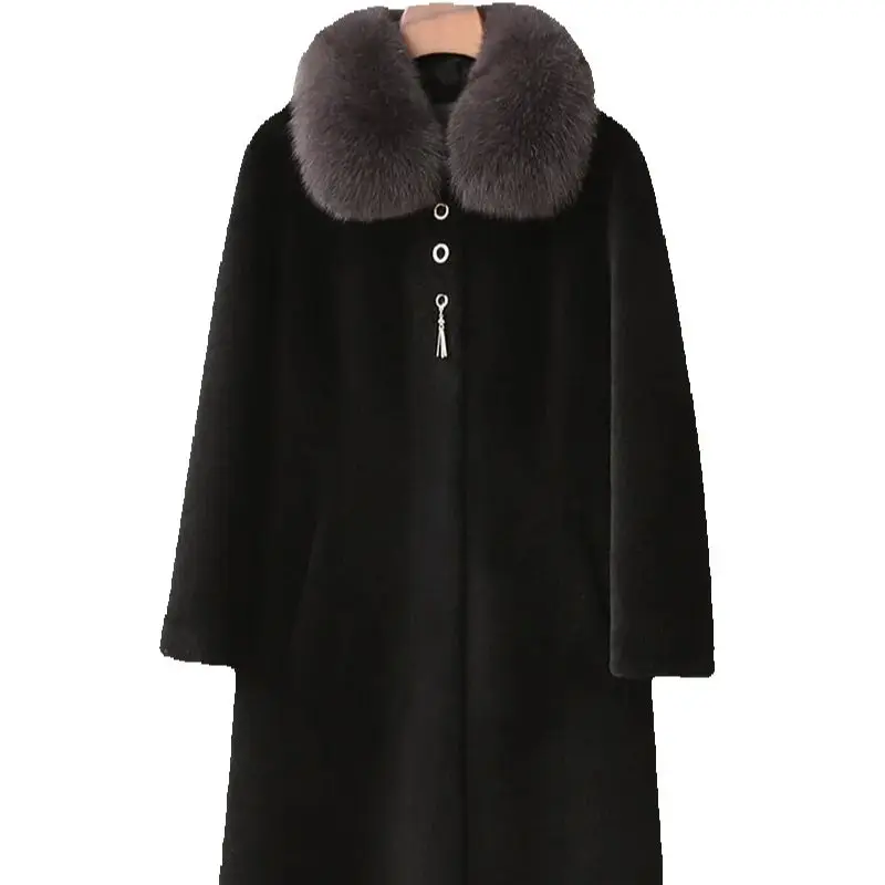 Clearance clearance of high-end mom fur coats, mid-length fox fur collar coats for middle-aged and elderly people