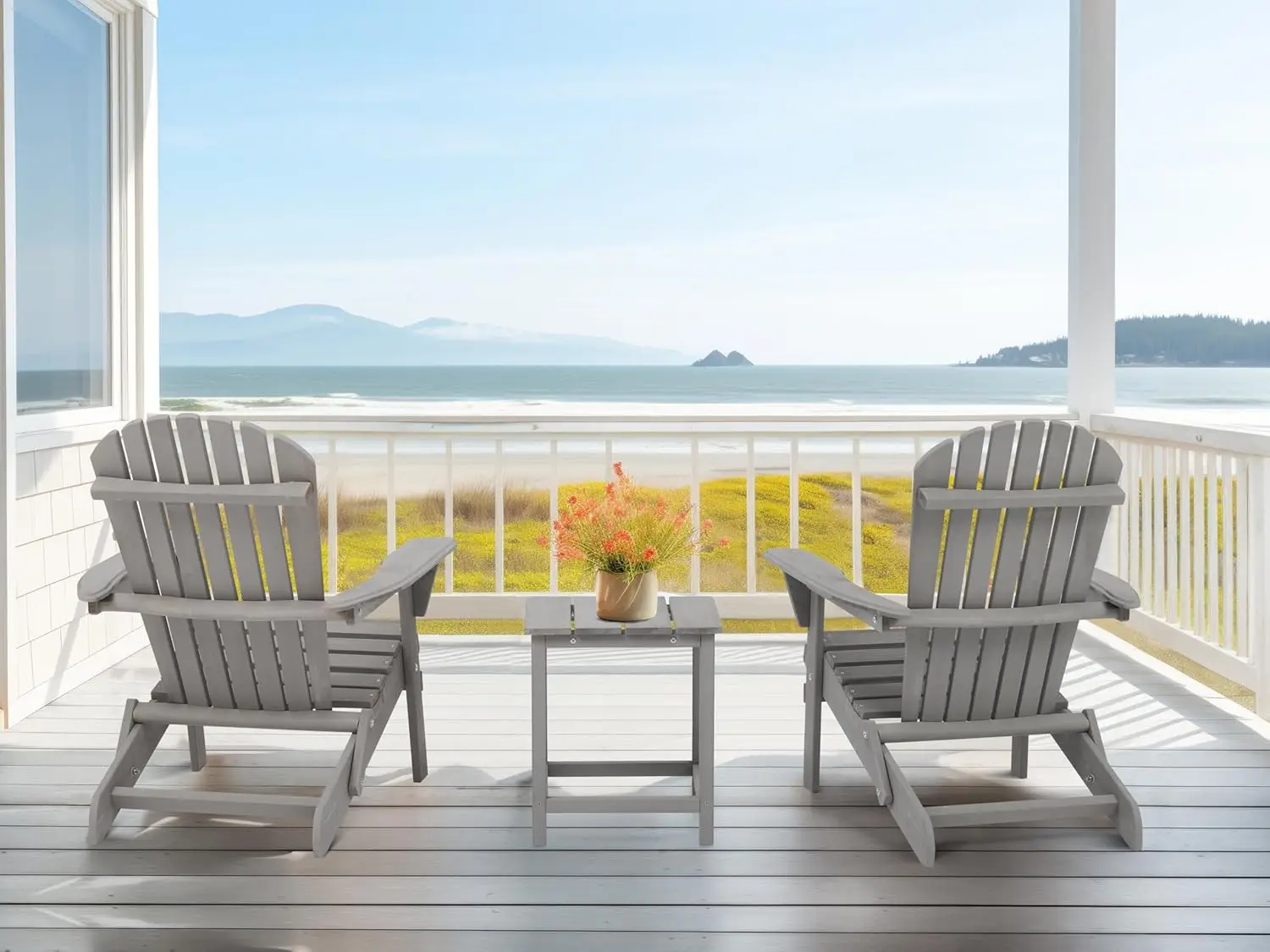 

Набор складных стульев Adirondack из 2 шт., деревянное кресло для отдыха с предварительно собранной спинкой для наружного патио, сада, лужайки на заднем дворе - бесплатная доставка