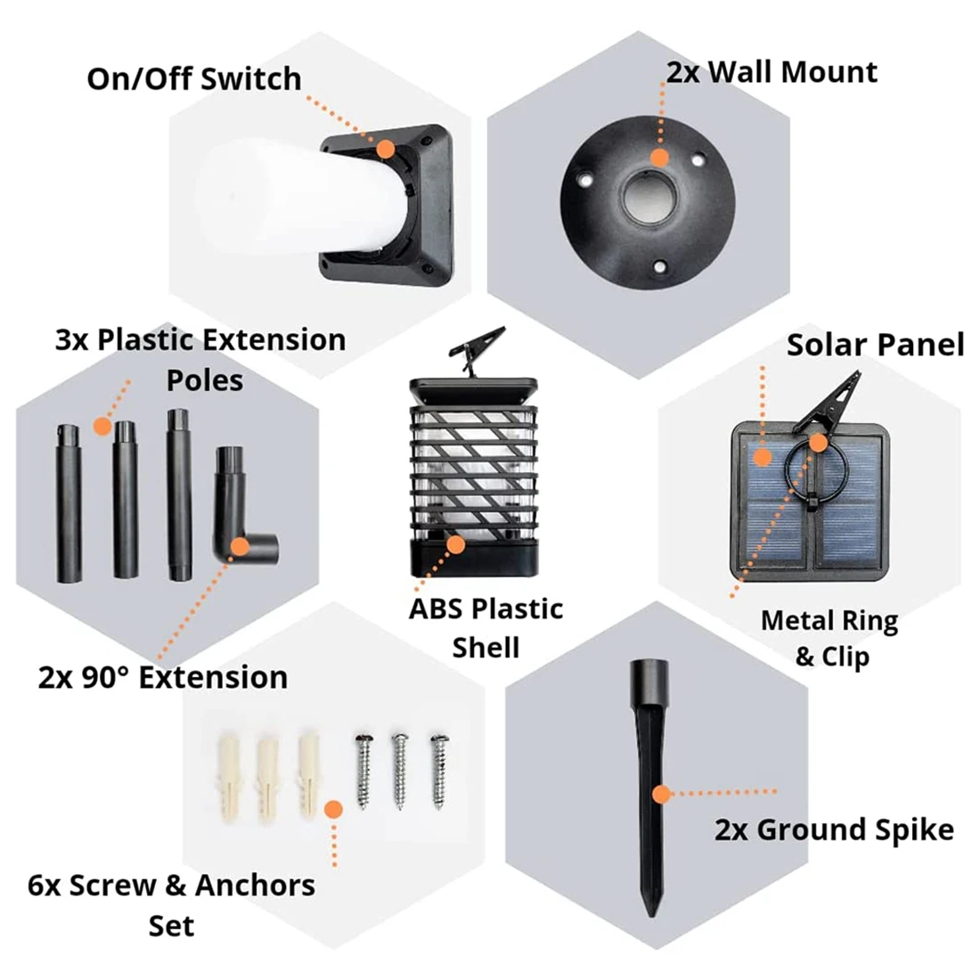 ABNL Outdoor Solar Lanterns LED Waterproof Garden Lamp,Flickering Flame Decorative Garden Lights With Wall Mount&Ground Spike