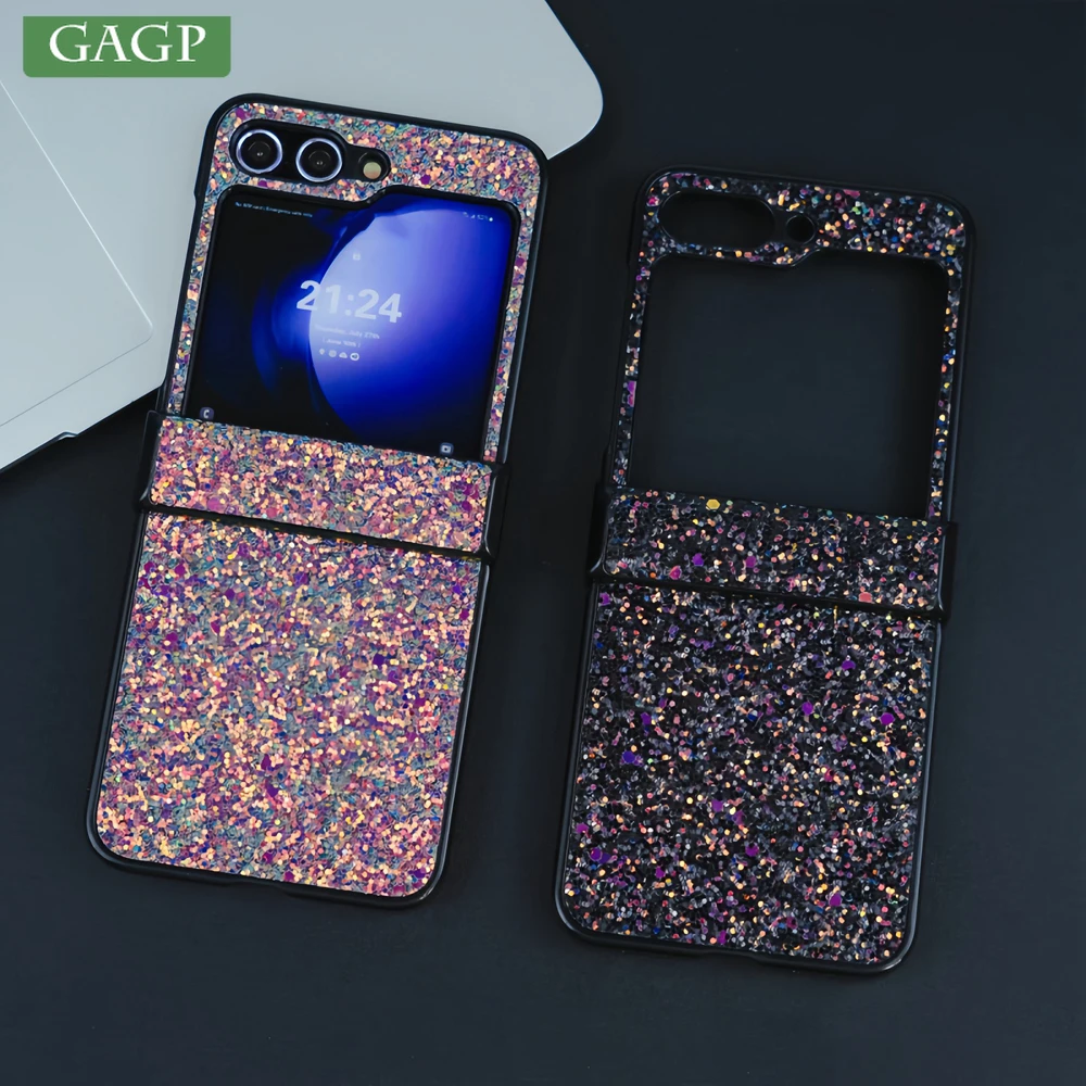 삼성 Z 플립 6 Flip5 하드 PC 충격 방지 커버에 대한 럭셔리 3 in 1 반짝이 블링 케이스 삼성 갤럭시 Z 플립 5 4 3 Zflip 6