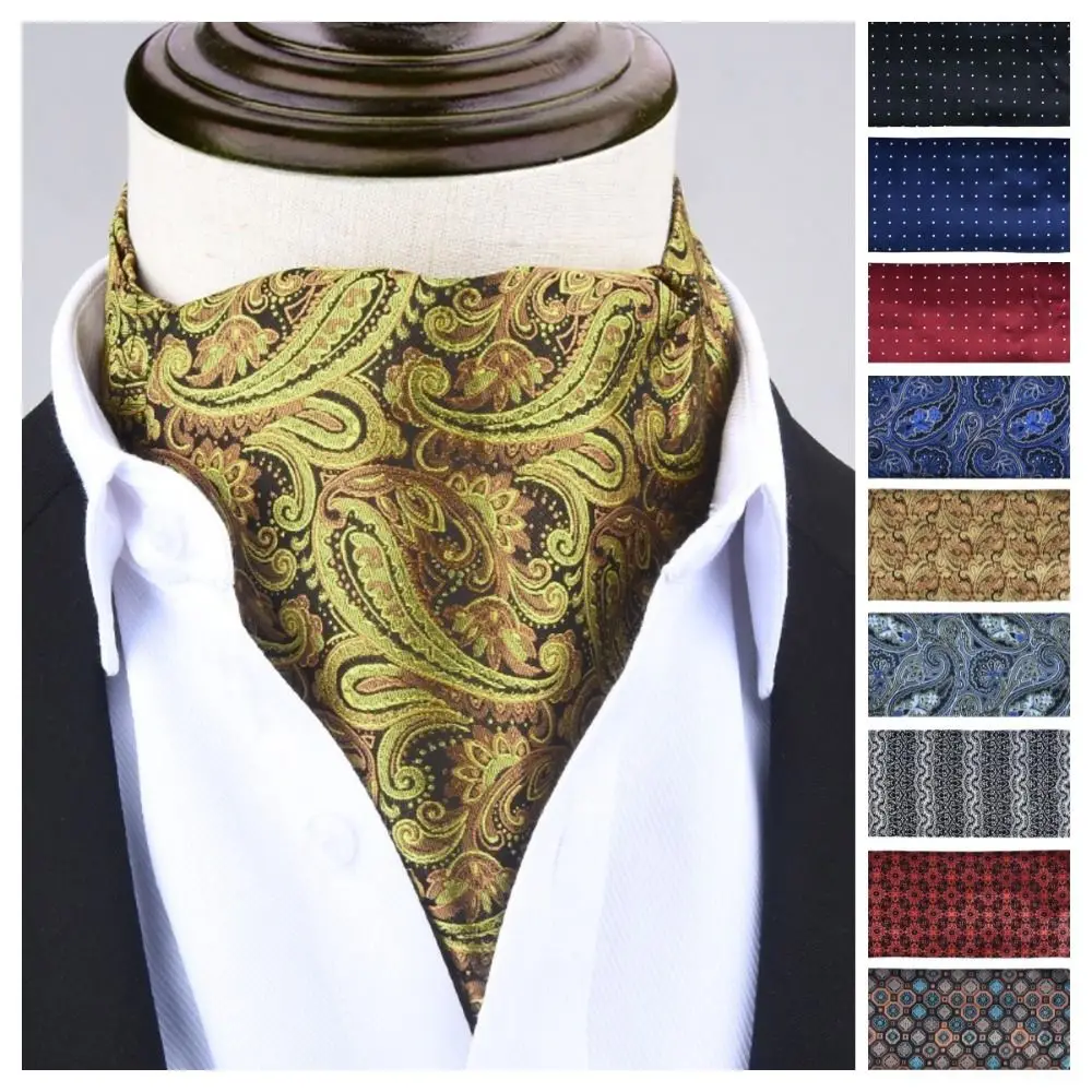 Luxury Floral Men Cashew Tie Jacquard Dots Formal Neck Tie Party Accessories Retro Silk Scarves Gentleman