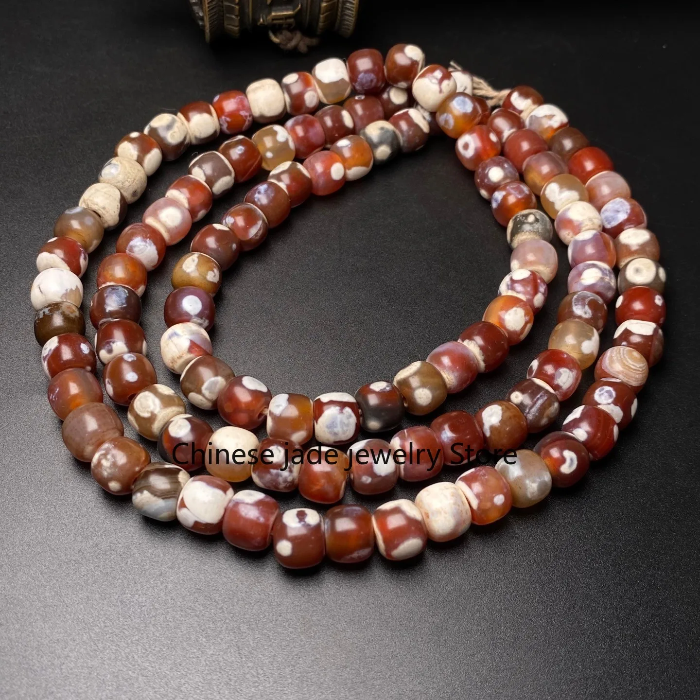 108 Tibetan Buddhism Old Agate Bead Dzi Beads Prayer Handstring Necklaces G4856