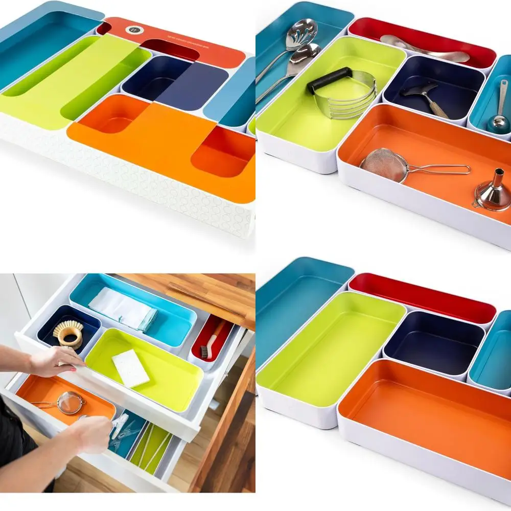 

Металлические органайзеры для ящиков, 7 предметов, 2 глубины, классические разноцветные, безопасные для еды кухонные решения для хранения вещей