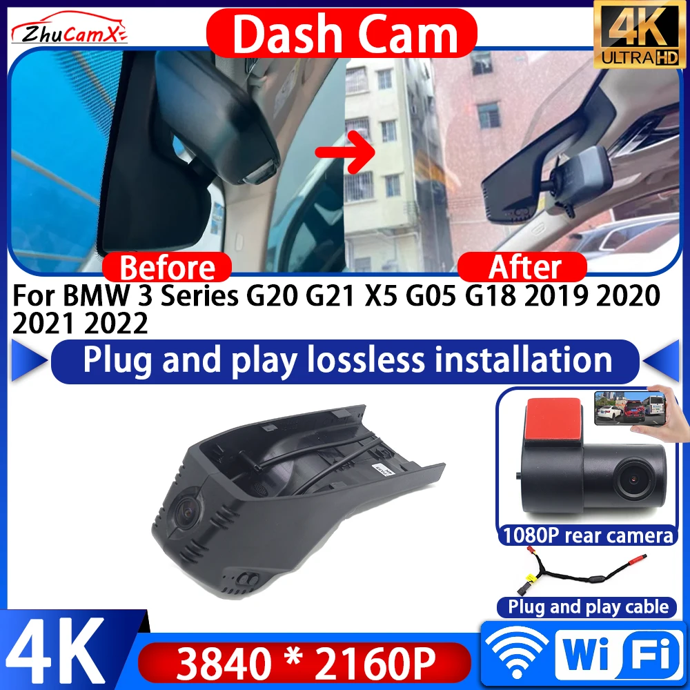 ZhuCamX 4K UHD Plug-and-Play-Videorekorder, Nachtsicht-DVR-Dashcam für BMW 3er G20 G21 X5 G05 G18 2019 2020 2021 2022