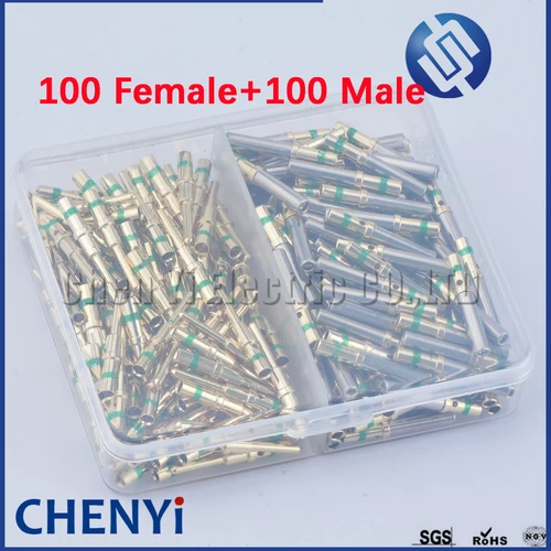 Imagen 2 del producto 50/100 Uds Deutsch DT serie 1,5mm Pin macho hembra 0460-215-1631 0462-209-1631 terminales sólidos de engarce de acero inoxidable chapado en oro