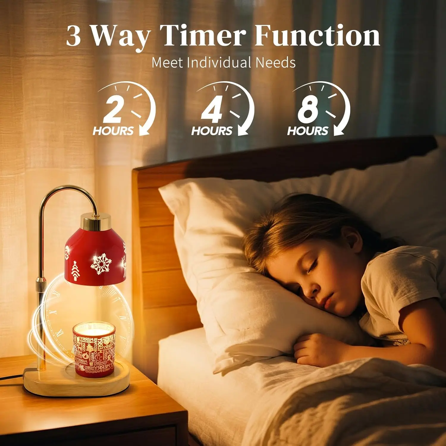 Christmas Candle Warmer Lamp With Timer Adjustable Height Dimmable Electric Warming Light For Jar Candles Flameless Wax Melter Home Decor Gift For Women