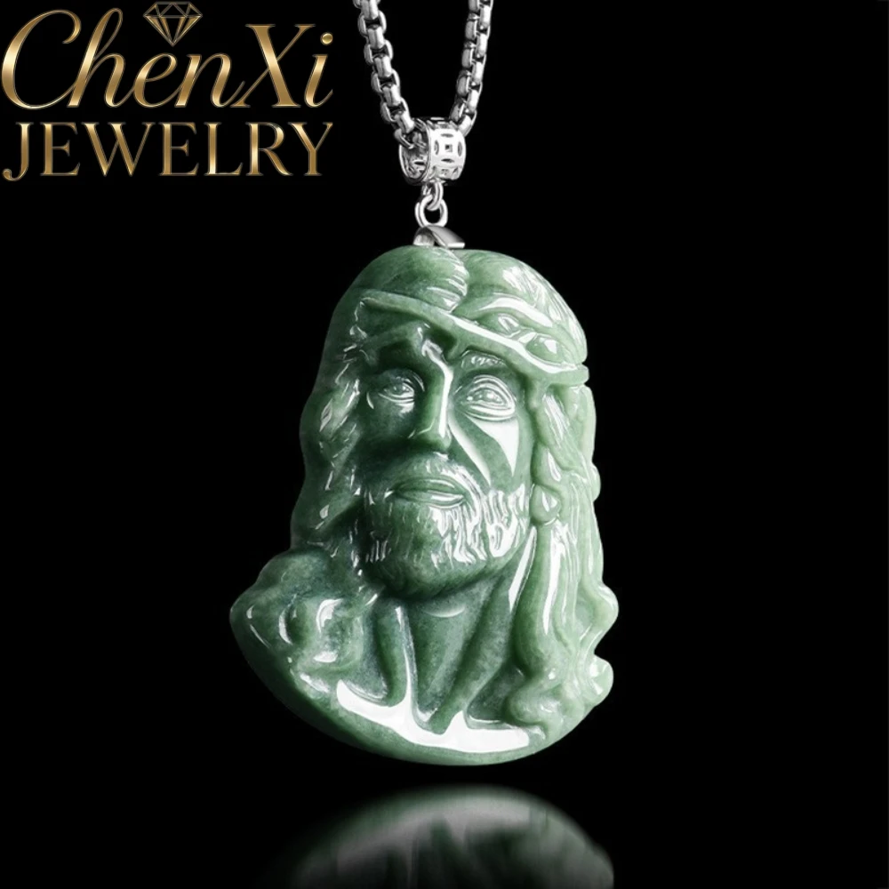 Genuine Natural A Grade Jade Priest Sculpture Pendant S925 Setting Fine Hand Carved  Stylish Unisex Jewelry Daily Party Wear
